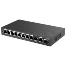 Ruijie - RG-ES210GS-P - 10 Портов PoE Cloud Управляем Мрежов Комутатор (Суич), 8 x 1GbE PoE+, 1 x 1GbE Uplink, 1 x 1GbE Combo Uplink, 120 W